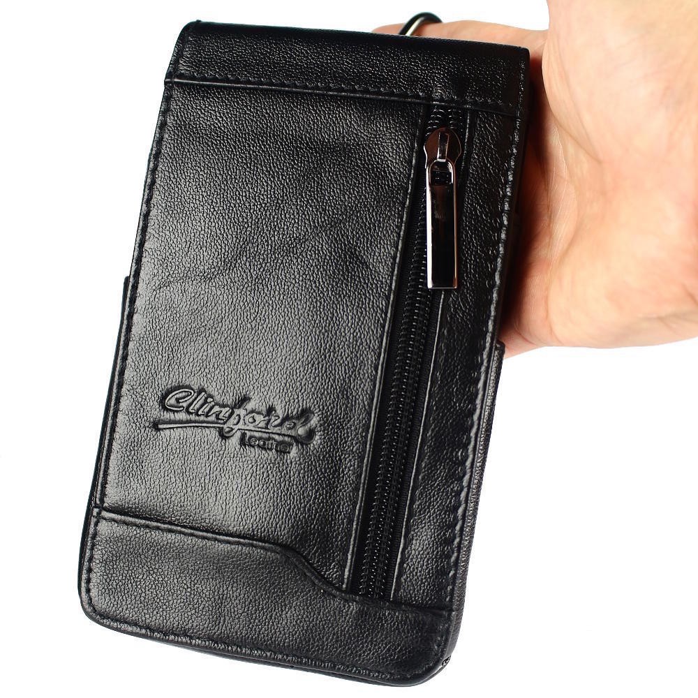 TOKOKOE - Dompet Sarung HP Handphone - Bahan Kulit Sapi Asli - Clinford 218 Hitam