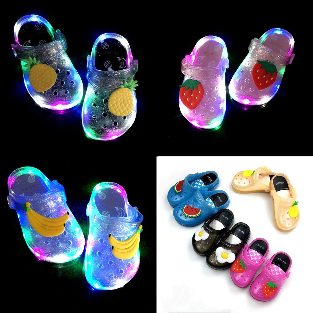LOGU Sandal slop LED anak Sandal sepatu slop buah jelly LOGU Sandal slop LED anak Sandal sepatu slop buah jelly