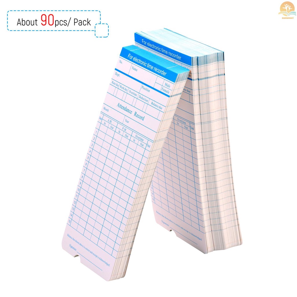 90pcs/ Pack Time Cards Timecards Monthly 2-sided 18 * 8.4cm for Employee Attendance Time Clock Recorder