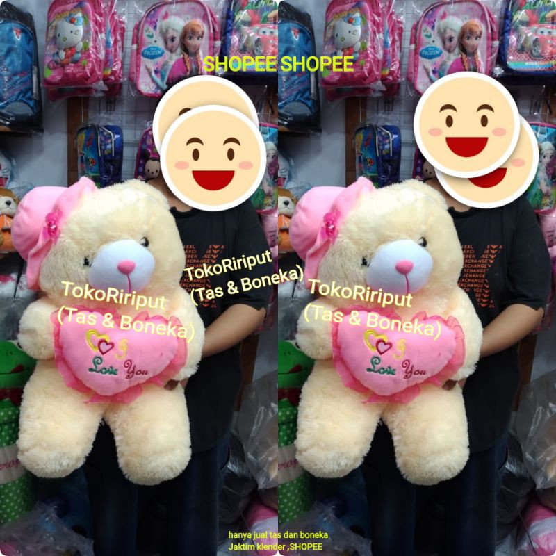 Boneka Teddy bear Beruang love bertopi jumbo super lembut (Toko boneka besar )