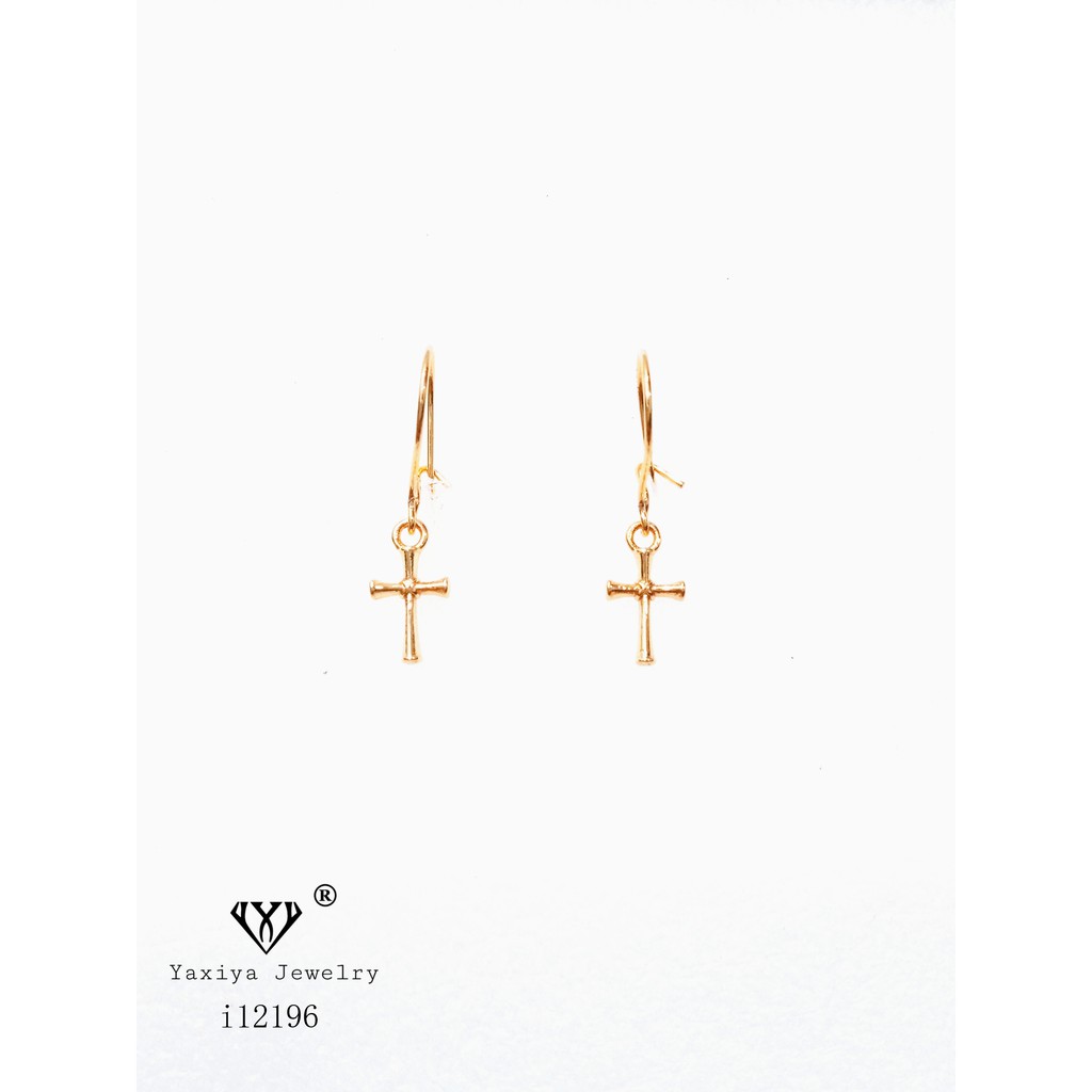 Yaxiya Anting Wanita Model Salib Perhiasan Lapis Emas 619-1