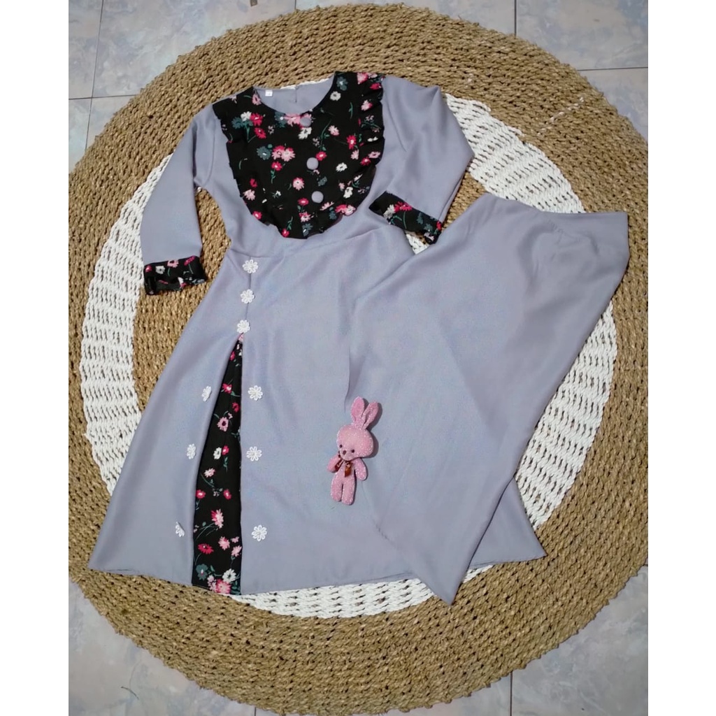 Gamis anak + kerudung umur 5-10 thn /baju muslim anak peremppuan kekinian /TARA KIDS /cod