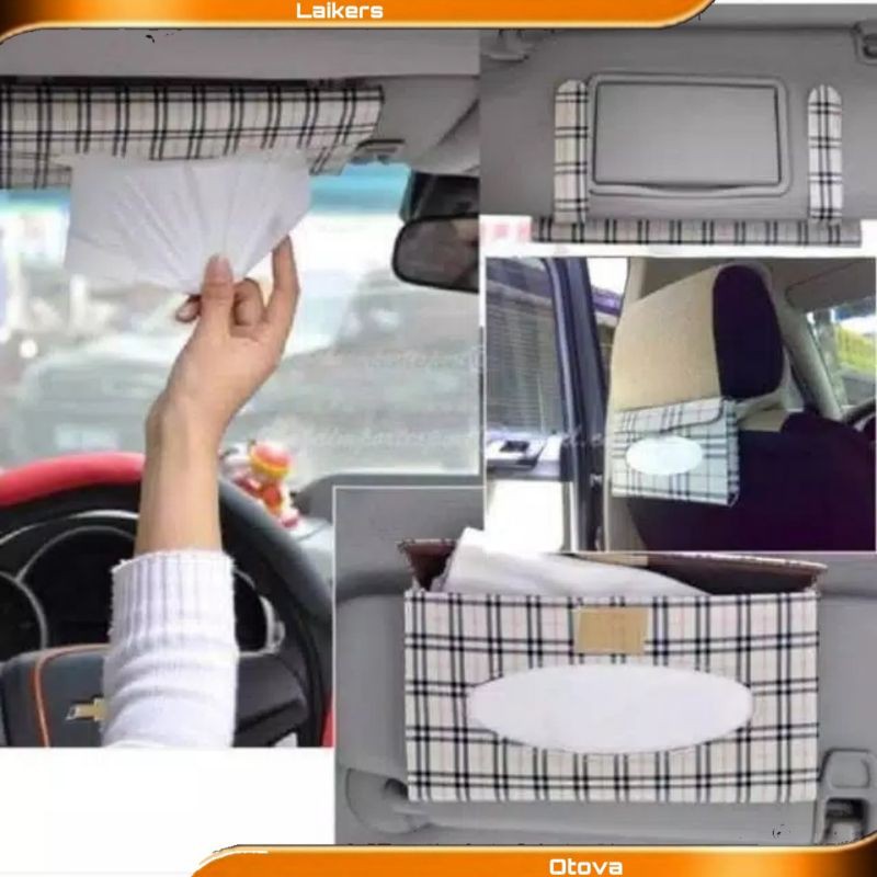 Car Tissue Box Organizer Tempat Tissue Mobil Jepit Sun Visor Burberryy