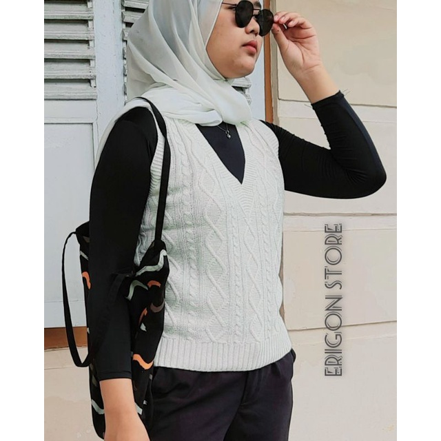 VEST RAJUT MOTIF KOREAN STYLE