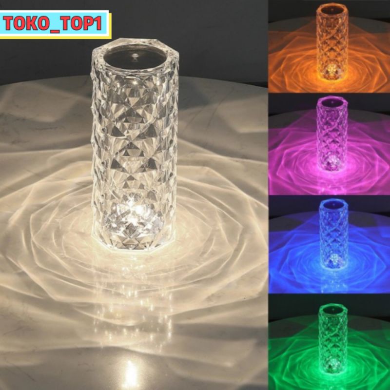 LAMPU MEJA CRYSTAL  / LAMPU LED CRYSTAL DIAMOND TABEL LAMPU 12 WARNA  / 12 COLOUR LIGHT RGB / LAMPU MEJA REMOT