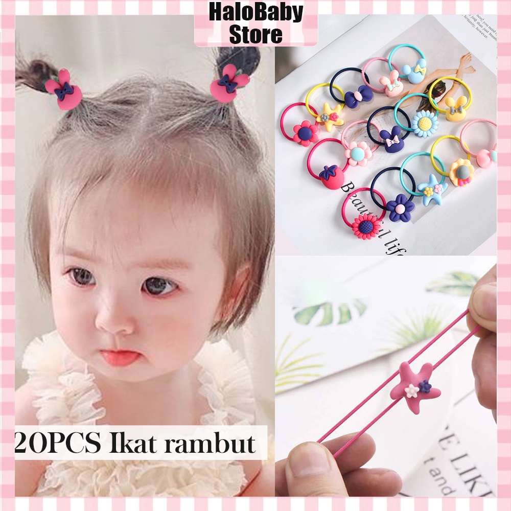 Ikat Rambut Anak Anak / Karet Ikat Rambut / Kuncir Rambut Kuda Anak Anak / Headband 20pcs