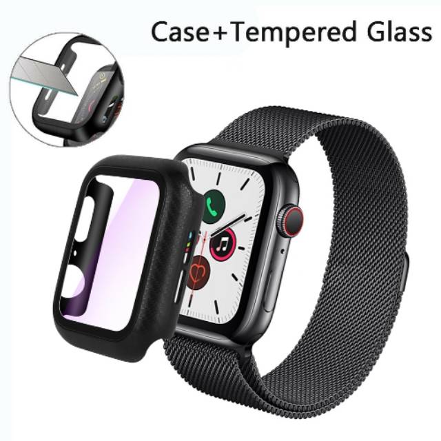 Bumper CARBON Tempered glass APPLE WATCH 44MM 40MM 42MM 38MM case cover casing  Full