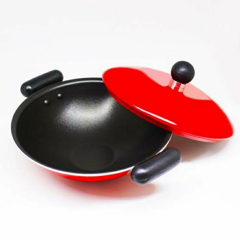 Wok 17cm Wajan Cetakan Kue Apem Serabi + Tutup Maxim Valentino Mie Desain ergonomis