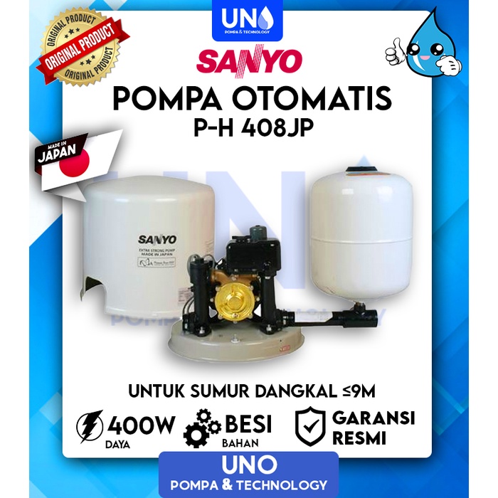 Sanyo Pompa Air Sumur Dangkal Auto Otomatis PH 408 JP / PH-408 JP / PH408JP