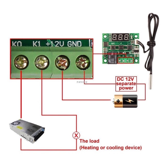 W1209 PCB Hijau Thermostat Digital Temperature Controller Control Suhu