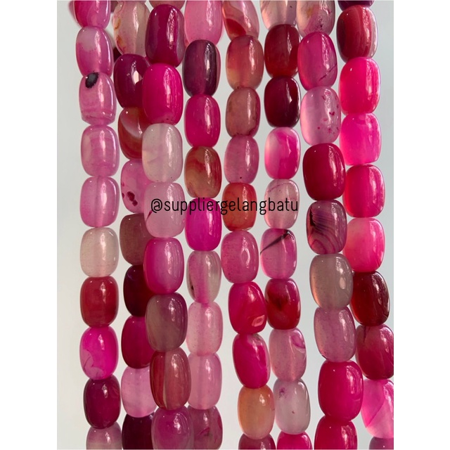 batu alam Penden tabung purple agate 10mm bahan gelang kalung agatis