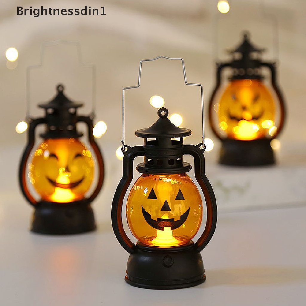 (Brightnessdin1) Lampu Lentera LED Bentuk Labu / Hantu Untuk Dekorasi Halloween