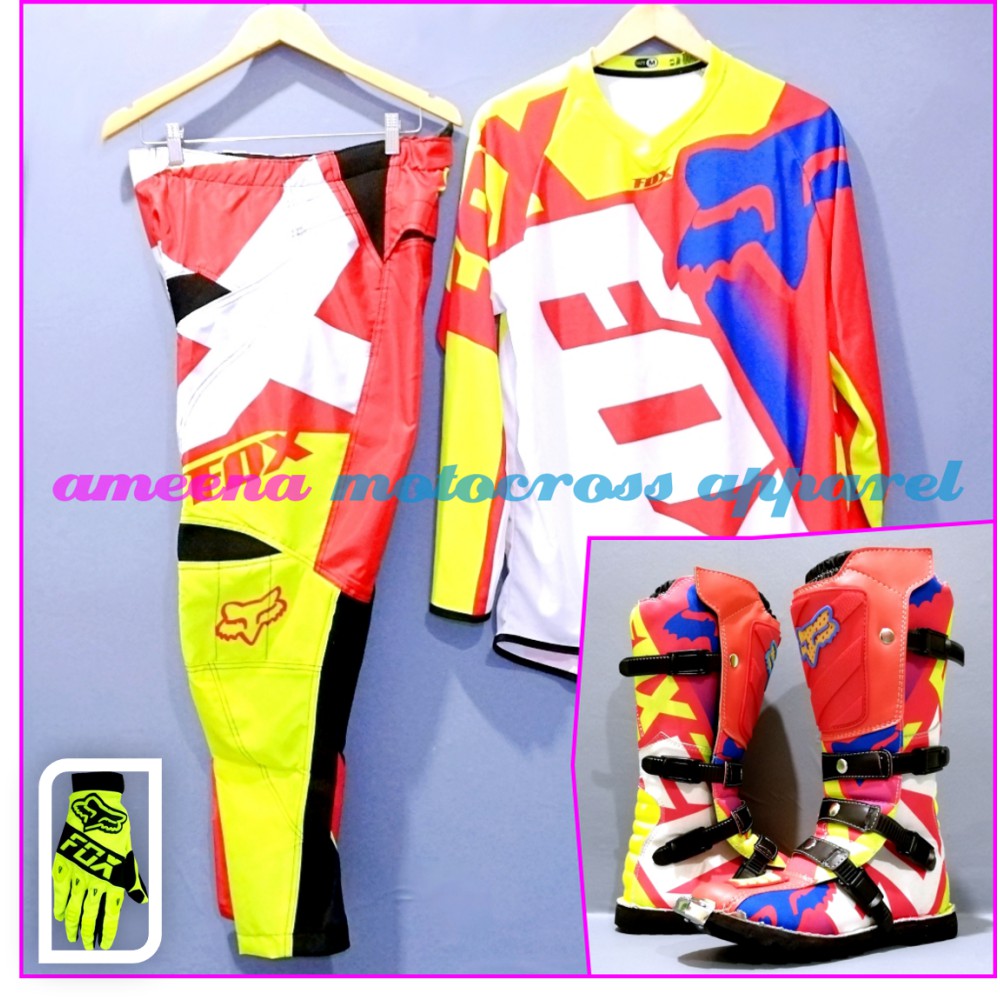 Jerseyset Cross, Sepatu Trail &amp; Sarung Tangan Motocross Fullset - JSG004B