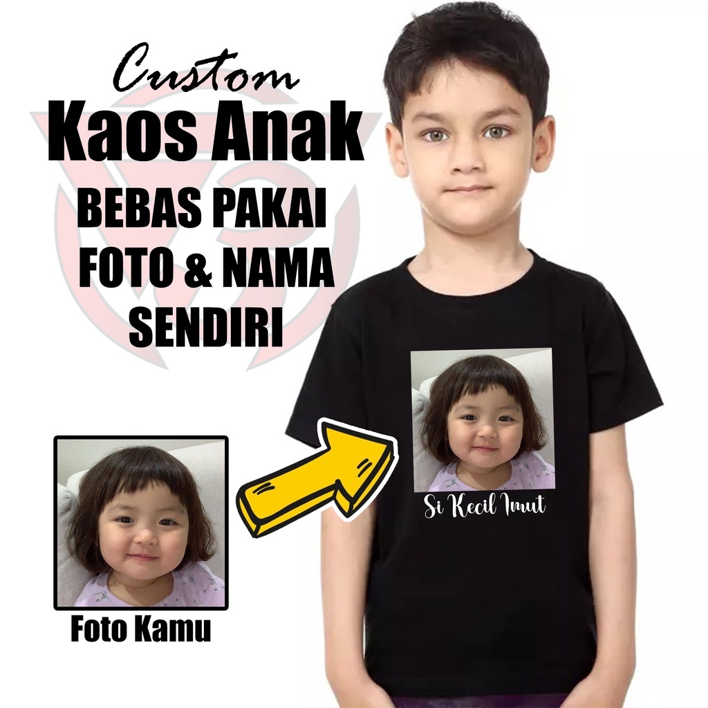 G-THREE - Baju Kaos Sablon Anak Bisa Request Pakai Gambar/Pakai Foto Nama Sendiri Baju Distro Baju A