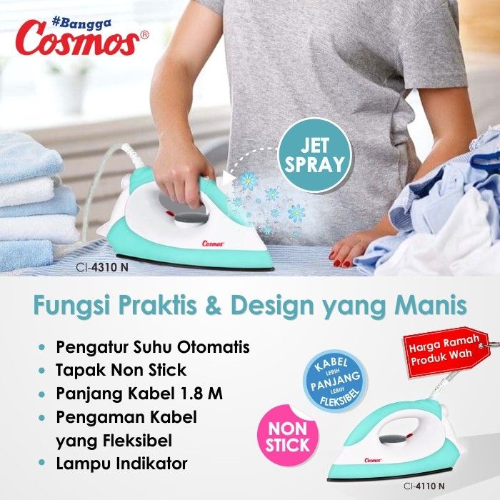 COSMOS Setrika CI-4110 N/CI-4310 N/CI 3120 N/CI 3130 N Non Stick Soleplate With Jet Spray