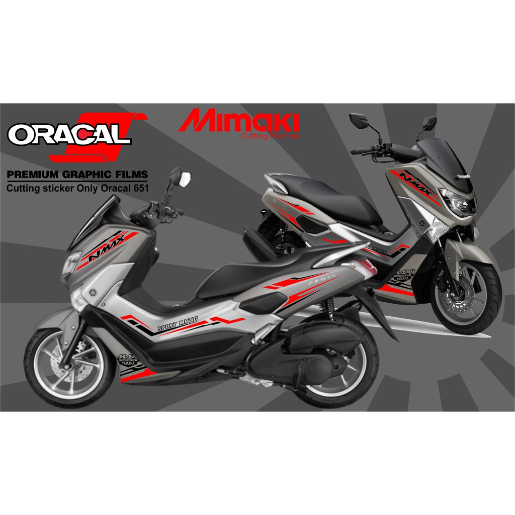 STICKER CUTTING NMAX ABU ABU - STRIPING NMAX MERAH KOMBINASI HITAM