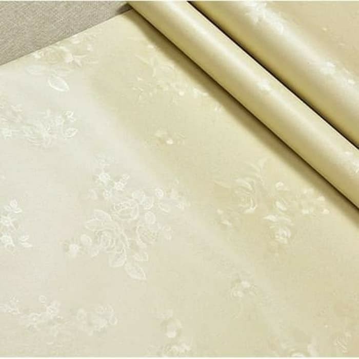 wallpaper sticker dinding bunga polos cream 45cm x 10m