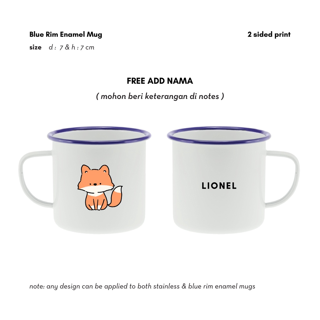 Bulk Order Enamel Mug Blue Rim | Grosir Gelas Enamel | Grosir Gelas Korea Lucu | Grosir Gelas | Souv
