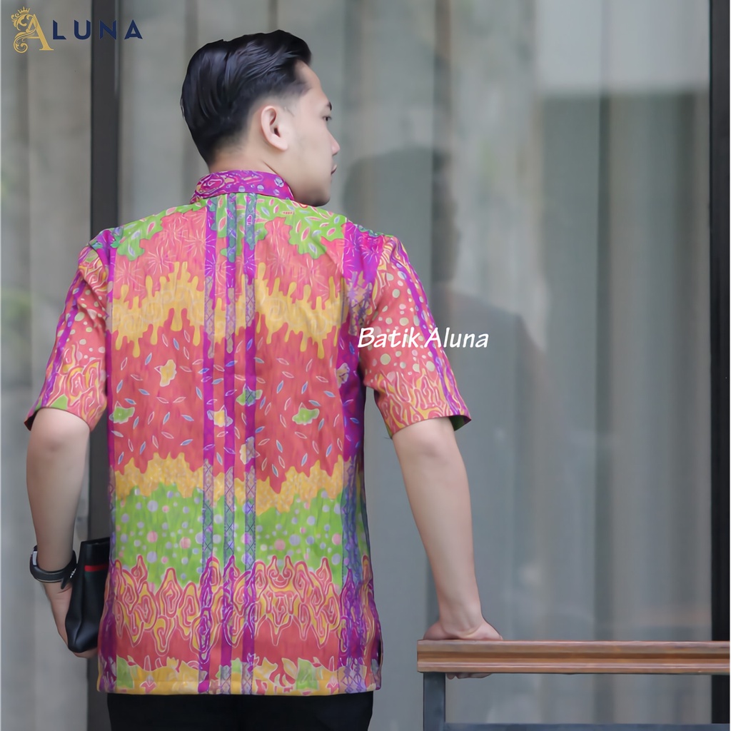 Batik Pria Lengan Pendek Premium BATIK TENUN HRB026 motif EXCLUSIVE Kode FPT 002 S M L XL XXL XXXL