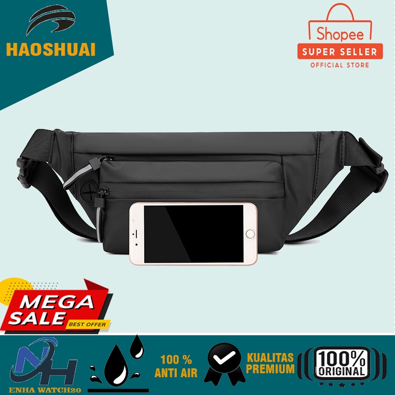 PROMO Tas olah raga Casual HAOSHUAI 3393 Tas Selempang Pria Wanita Anti Air Premium Dengan Lubang He