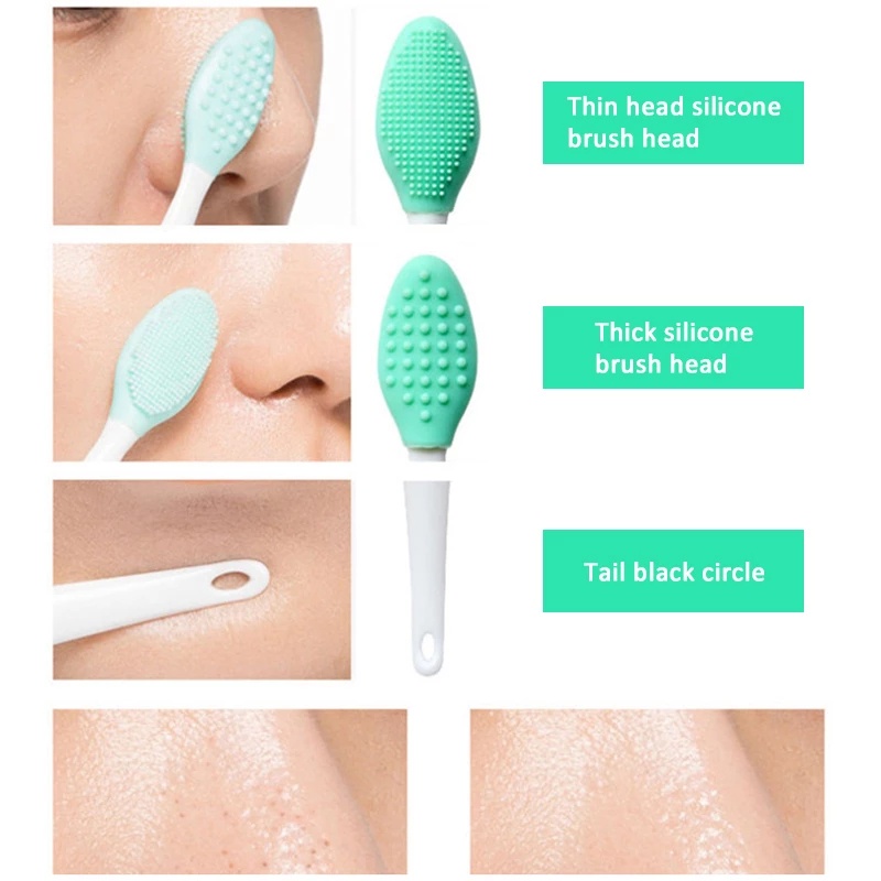 [1PC Random Color Double-sided Soft Silicone Exfoliating Nose Brush] [Beauty Skin Care Wash Face Silicone Brush ][Make up Tools]