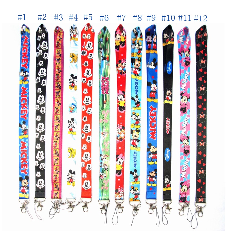 Tali Lanyard Leher Motif Kartun 12 Warna Untuk Handphone / Kartu ID