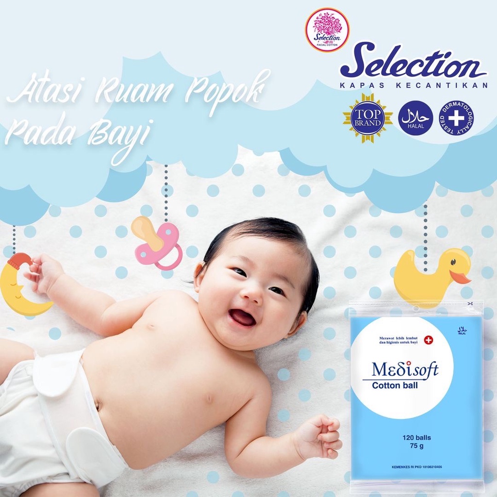 MEDISOFT Cotton Ball Indonesia / Kapas Wajah Bola Hijau Biru 75g 120g 120 Balls / Kecantikan Special Lapis Tipis Tebal Oval Round Bulat Kotak Bud Buds / Selection Modis Rona Kharisma / Pembersih Wajah Facial Cleanser Toner Baby / Ziplock Box Refill Paket