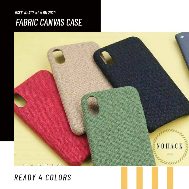Fabric canvas case iphone 6 6S plus 7 7+ 8 + X XS MAX casing simple kain lucu polos not suede soft