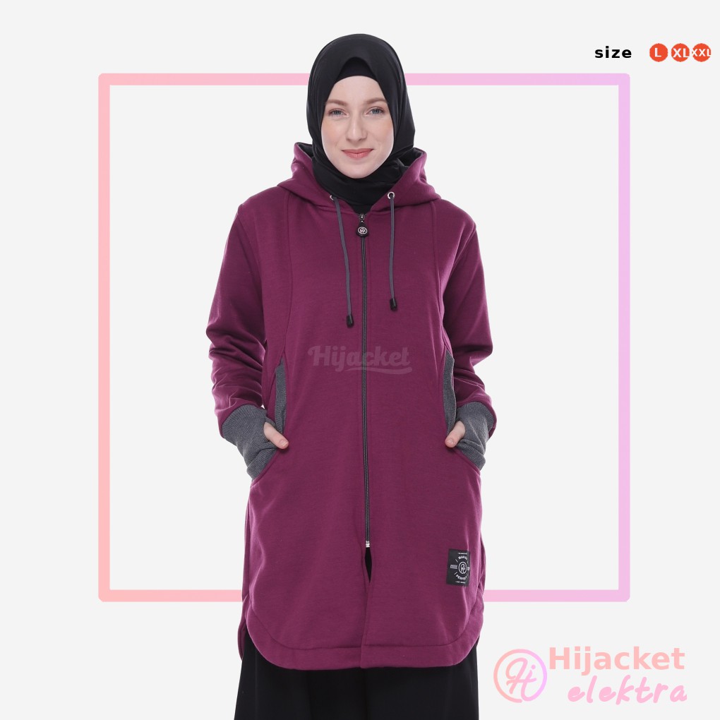 NEW hijacket elektra jaket wanita hoodie all varian warna BURGUNDY L & XL-0