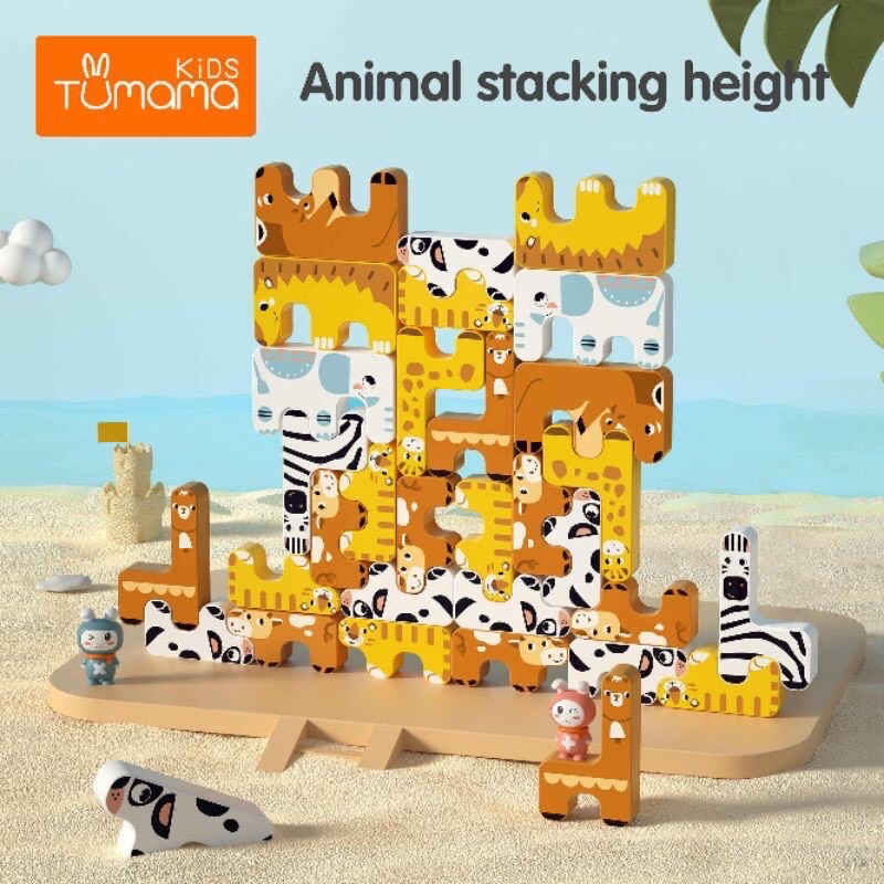 Tumama Animal Stacking - Mainan Anak Blok Bangunan Susun