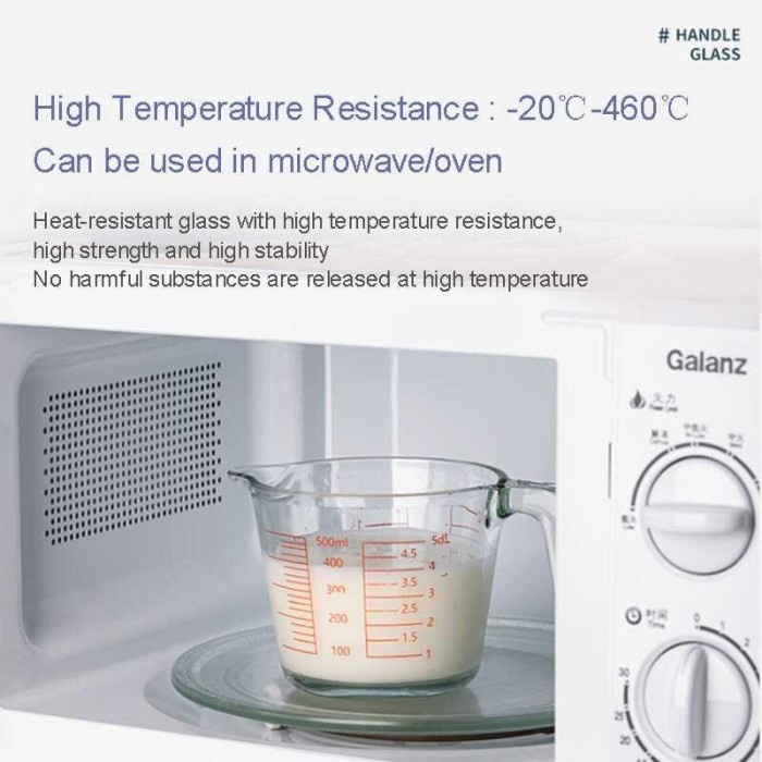 Cangkir Gelas Ukur Takaran Microwave Heating Glass 1000ml - GG-18 - Transparent