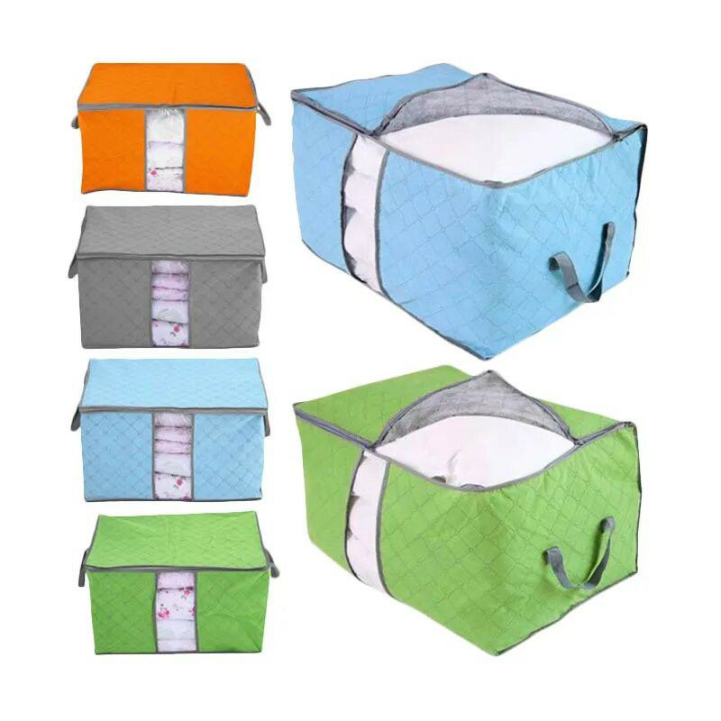 Bamboo Storage Box Organizer Bag Tidur Tempat Penyimpanan Baju Pakaian Serbaguna Travel