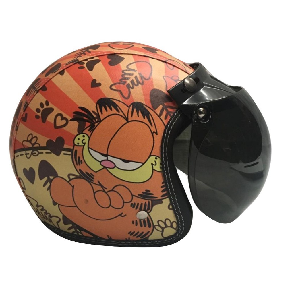 Helm Bogo Retro Anak / GTR Kids Full Kulit Printing + Kaca (Motif Random)