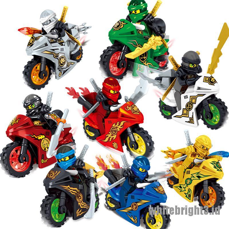 (white3) Mainan Balok Bangun / Susun Model Lego Bentuk Motor Ninjago 8Stk