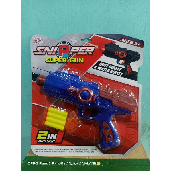 MC 356 METALIK MAINAN TEMBAK SUPER BESAR  2 IN 1 SAFETY BULLET / SNIPPER SUPER GUN SOFT BULLET &amp; WATER BULLET / TEMBAK BISA NEMPEL DI KACA