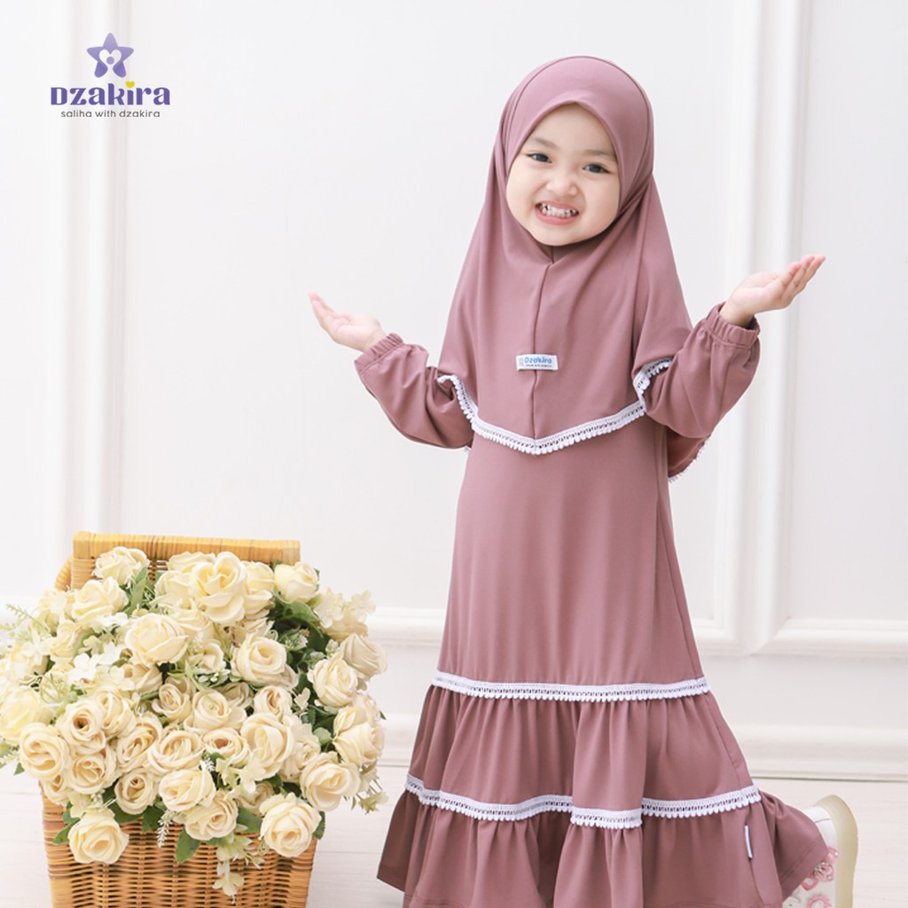 GAMIS BAYI 0-3thn RENDA POMPOM KIRANA PLUM JERSEY TWIST PREMIUM ORIGINAL by DZAKIRA