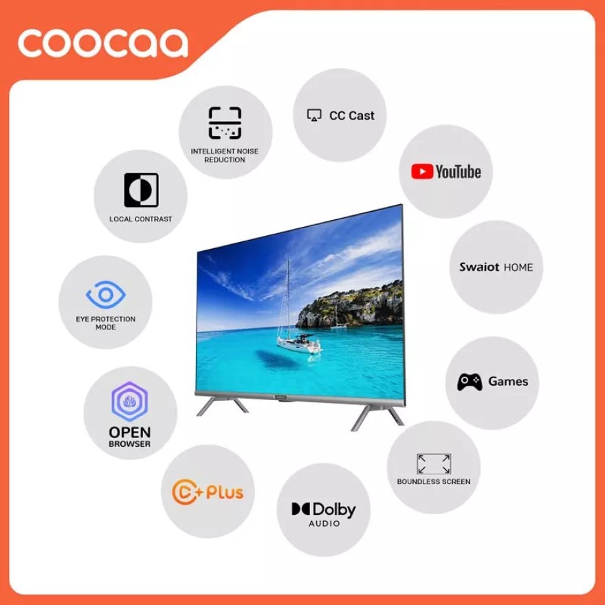 COOCAA 32S3U SMART TV LED COOCAA 32 INCH-DIGITAL DVB T/T2-BEZEL-LESS / TV DIGITAL SMART TV