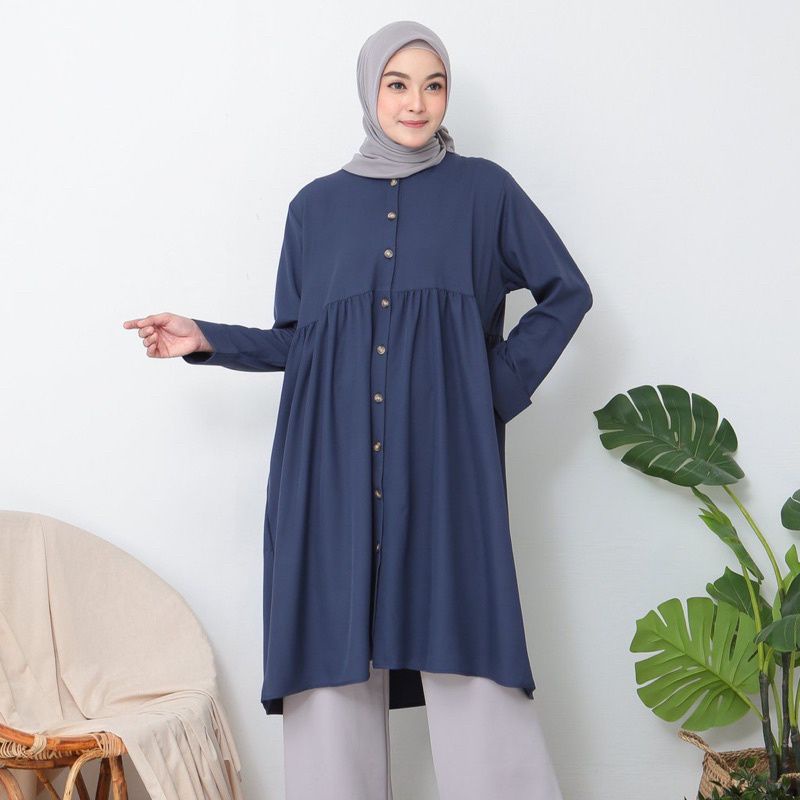 TUNIK POLOS OVERSIZE WOLFIS FULL KANCING JUMBO KHADZA