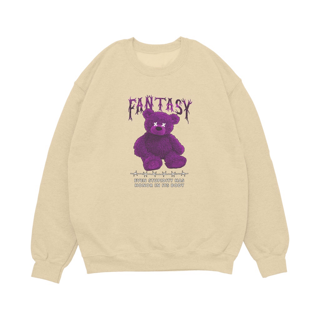 Jaket Sweater Crewneck Hoodie Motif Bear Fantasy Pria & Wanita Premium Quality Bahan Fleece Tebal Te
