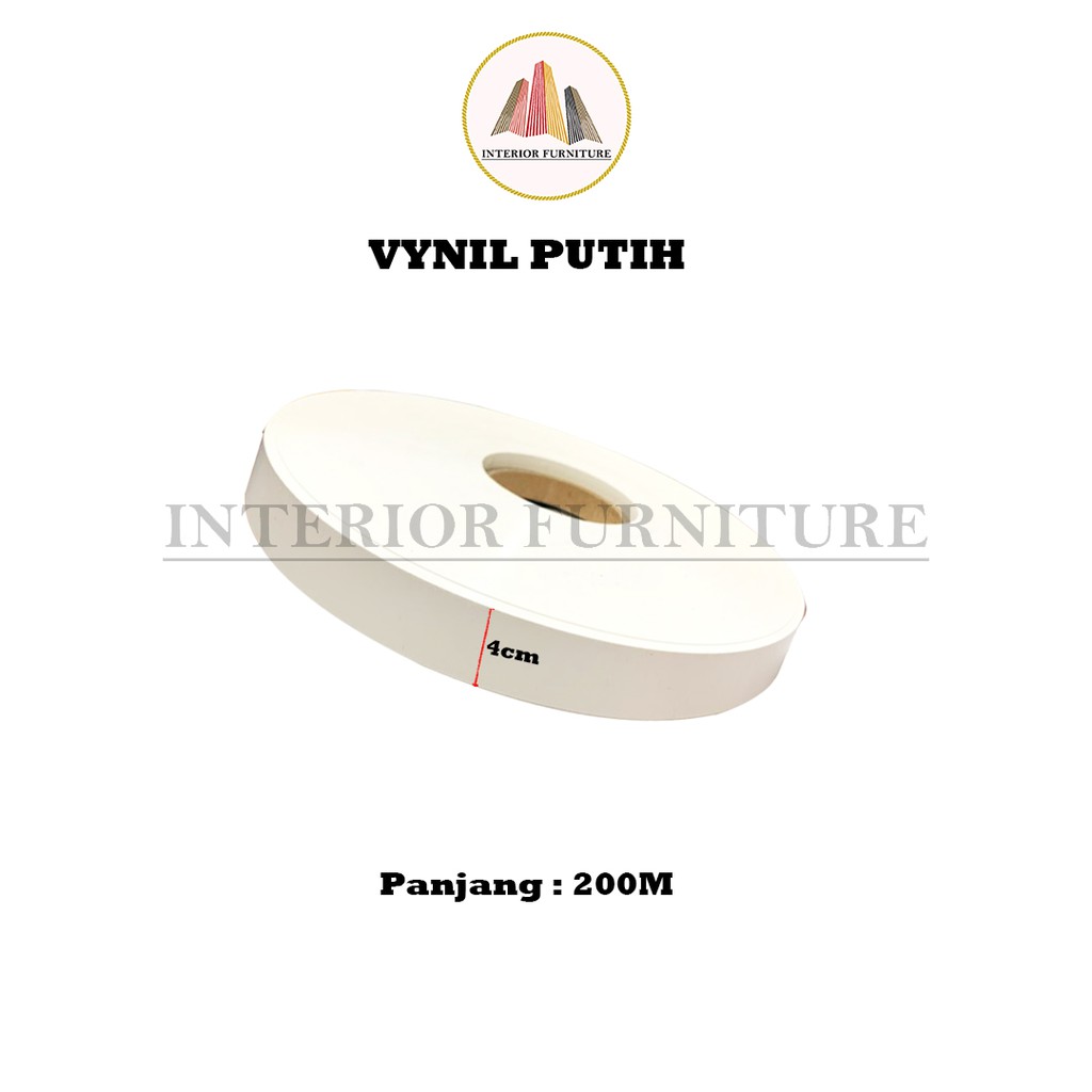 Vinyl Vinil Putih Dop Dof Edging Putih Plimir PVC Roll /Edging Putih Vynil Dop / Vinyl Vinil Putih Dof, Isi 1 Roll (200M).... 4 cm (40 mm)