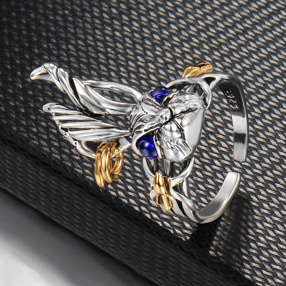 Agustina Wanita Cincin Openning Punk Kreatif Warna Silver Untuk Pria Retro Telinga Besar Perhiasan Fashion