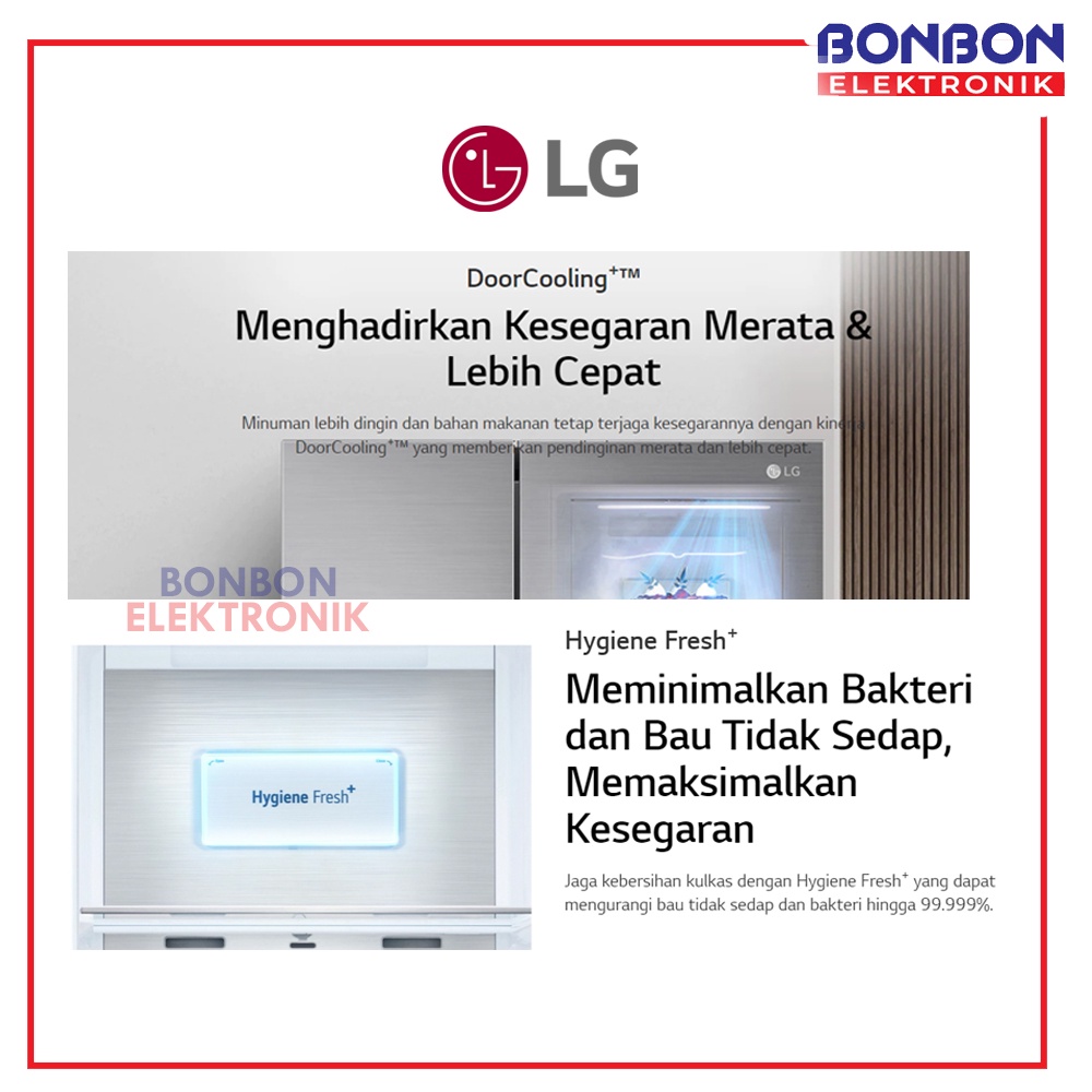 LG Kulkas Side By Side Smart Inverter GC-B257SQVL UltraSleek Door 694L