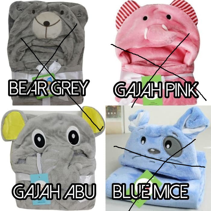 Selimut topi bayi boneka animal 3d bulu lembut import selimut bulu hoodie blangket