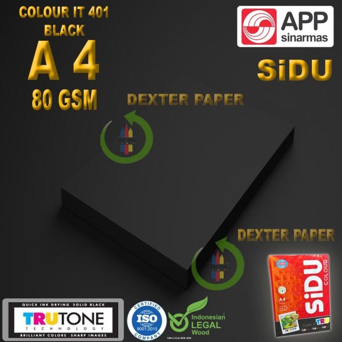 

KERTAS HVS A4 HITAM/ KERTAS A4 80 GSM SIDU COLOUR IT 401 Star Seller Termurah