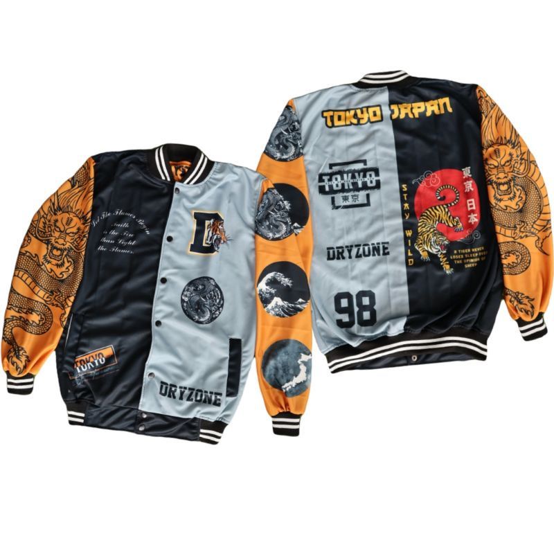 JACKET VARSITY BASEBAAL MOTIP TERBARU PRIA WANITA SAIZE L XL-Tokyo japan