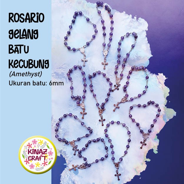 Rosario Batu Kecubung (Amethyst) bentuk gelang
