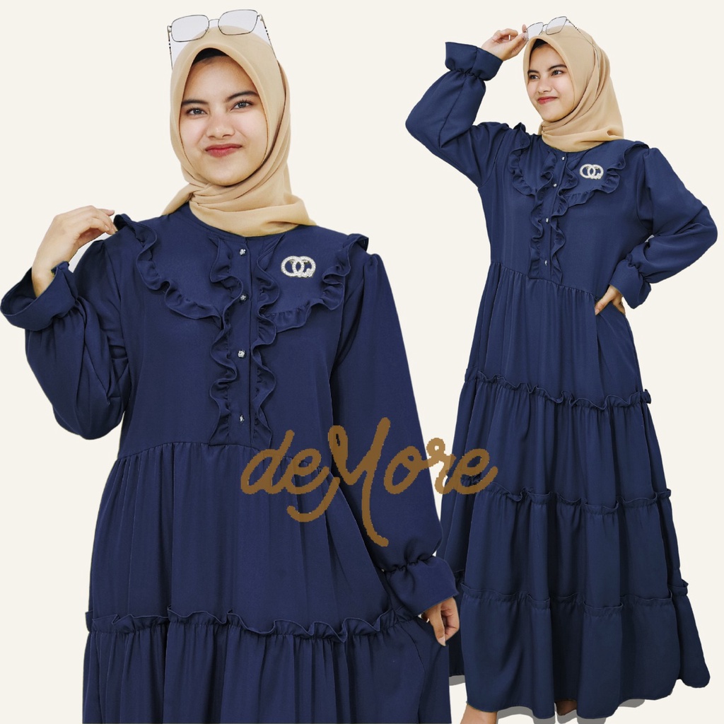 MAXI DRESS CANTIK BAJU GAMIS WANITA MUSLIM REMPEL SUSUN 2022 ZOYA BIGSIZE DEMORE