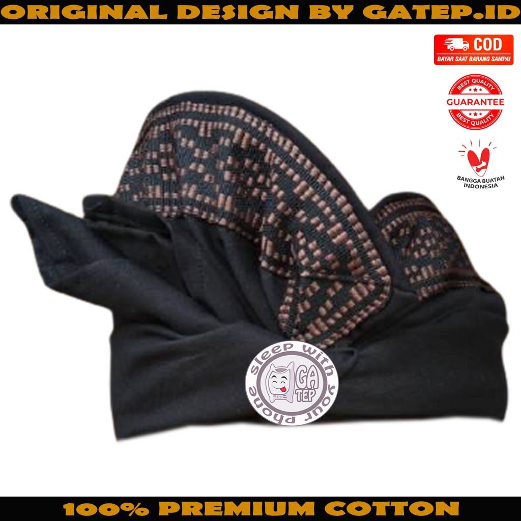Udeng Bali Hitam Polos Tepi Gerimis Setengah Jadi / Ikat Kepala Bali / Topi Bali / Blangkon Bali