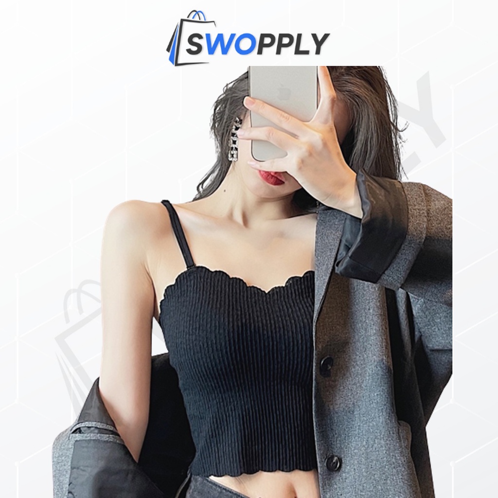 Swopply BRA520 Tanktop Heart Camisole Croptop Tank Top Singlet Wanita Casual OOTD