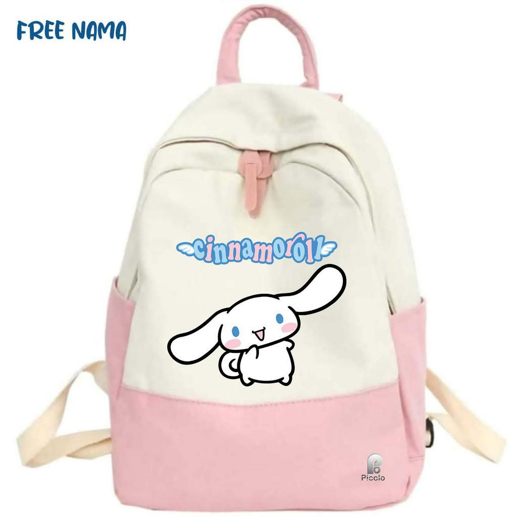 TAS RANSEL BACKPACK ANAK SEKOLAH MOTIF KARAKTER SANRIO CINAMOROL (FREE NAMA)